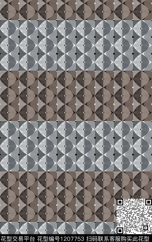 几何格子条纹数码印花华亿平台下载（图片编号: 1207753） - 瓦栏（Walan）