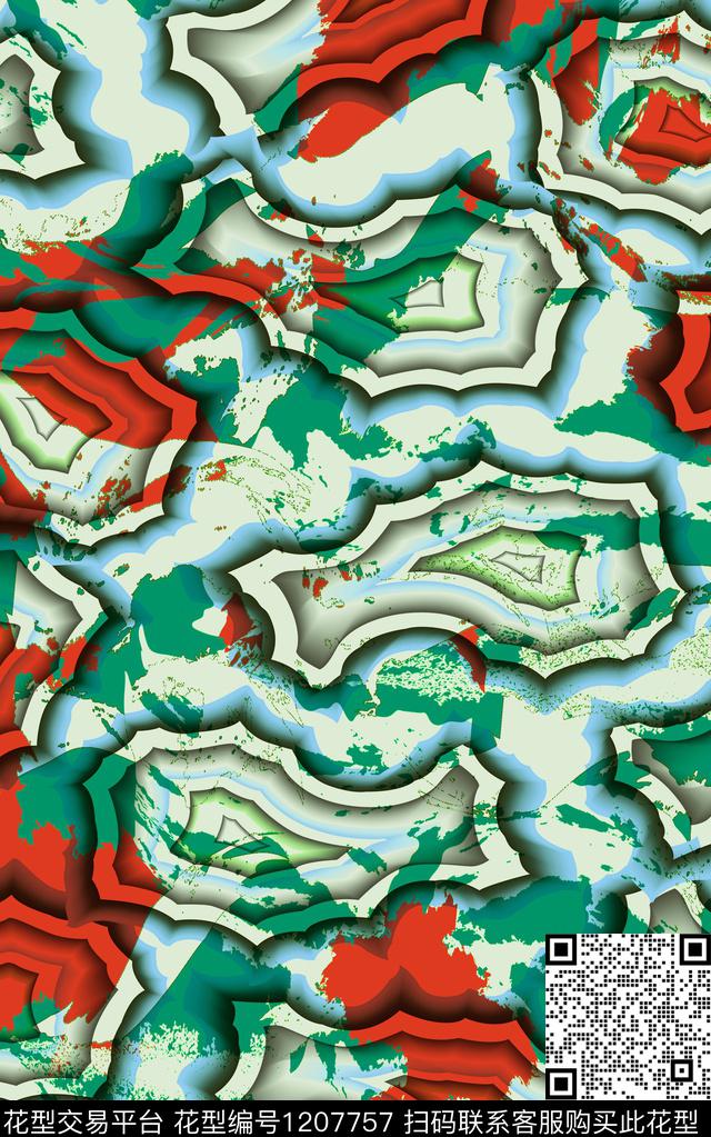 几何抽象条纹数码印花华亿平台下载（图片编号: 1207757） - 瓦栏（Walan）