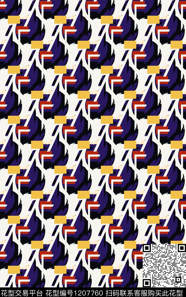 几何格子条纹数码印花华亿平台下载（图片编号: 1207760） - 瓦栏（Walan）