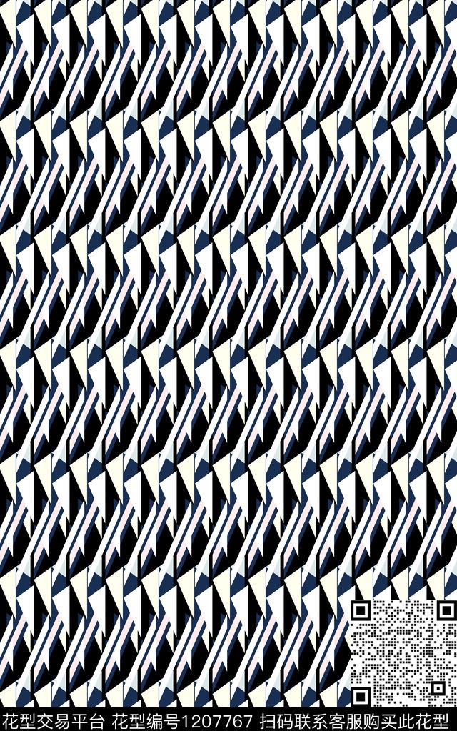 几何格子条纹数码印花华亿平台下载（图片编号: 1207767） - 瓦栏（Walan）