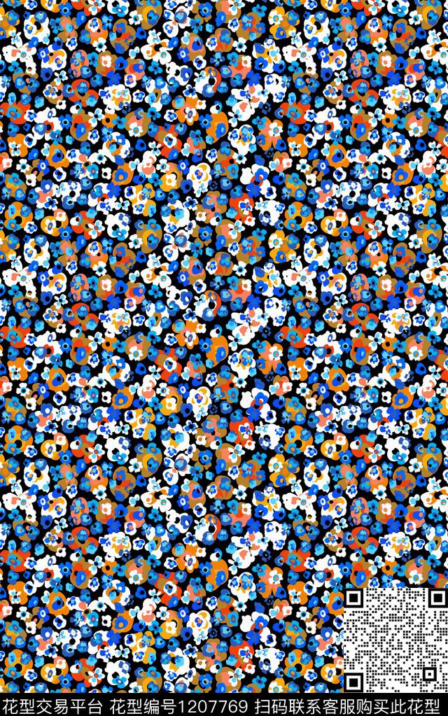 抽象花卉小碎花数码印花华亿平台下载（图片编号: 1207769） - 瓦栏（Walan）