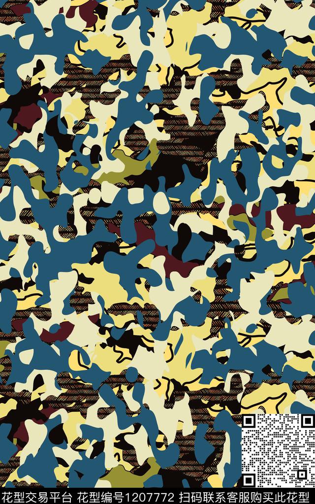 几何抽象条纹数码印花华亿平台下载（图片编号: 1207772） - 瓦栏（Walan）