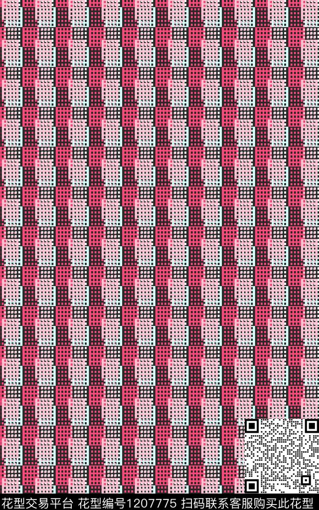 几何格子条纹数码印花华亿平台下载（图片编号: 1207775） - 瓦栏（Walan）