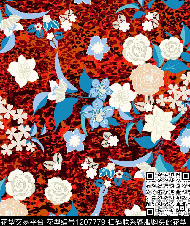 抽象花卉小碎花数码印花华亿平台下载（图片编号: 1207779） - 瓦栏（Walan）