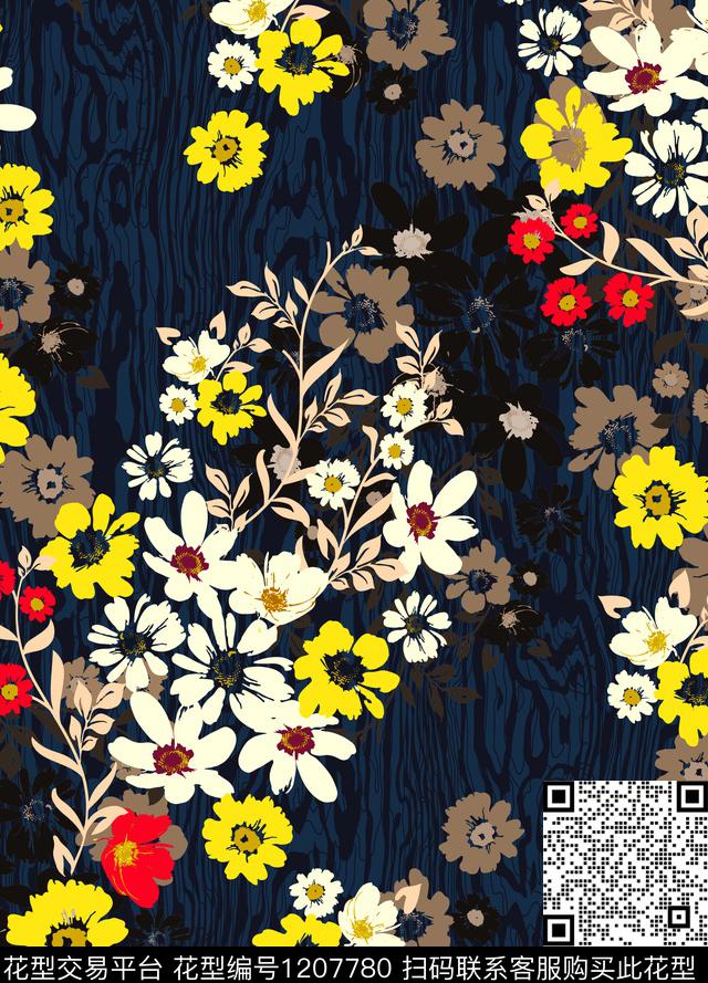 抽象花卉小碎花数码印花华亿平台下载（图片编号: 1207780） - 瓦栏（Walan）