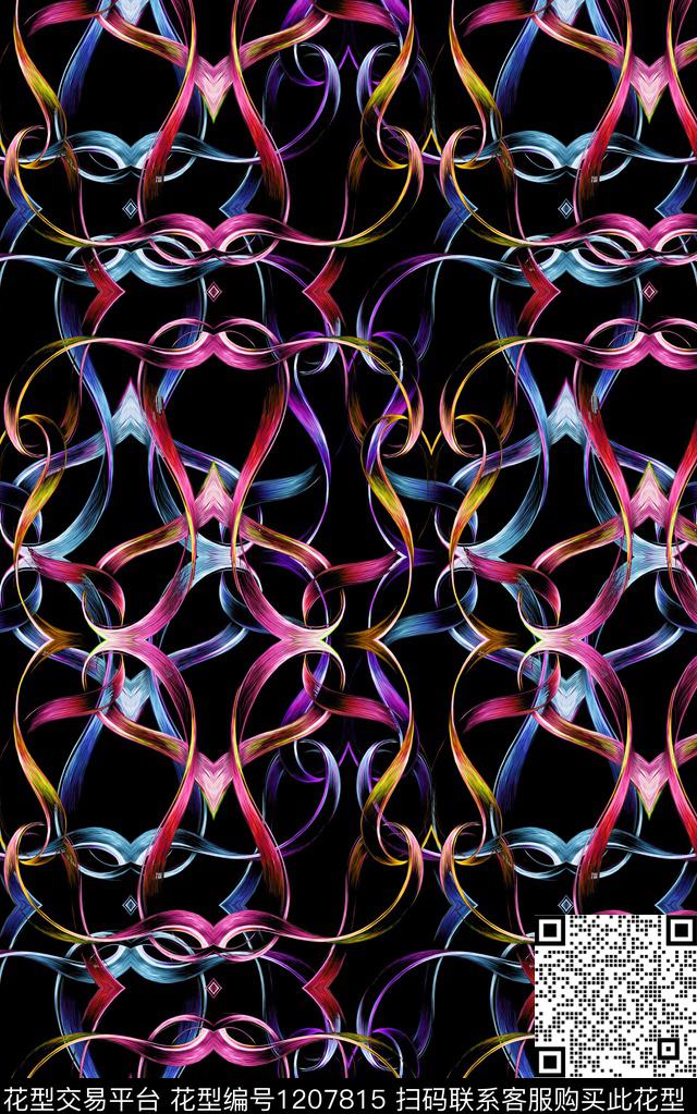 几何花卉肌理数码印花华亿平台下载（图片编号: 1207815） - 瓦栏（Walan）