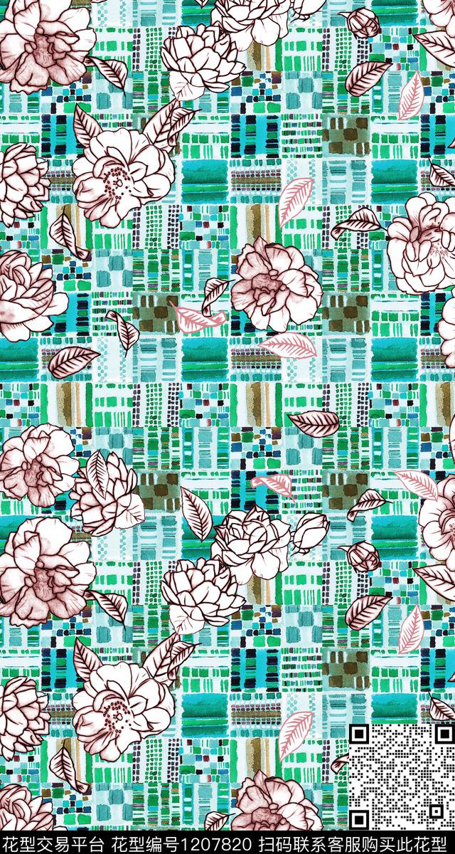 几何花卉肌理数码印花华亿平台下载（图片编号: 1207820） - 瓦栏（Walan）
