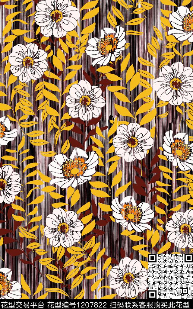 几何花卉肌理数码印花华亿平台下载（图片编号: 1207822） - 瓦栏（Walan）