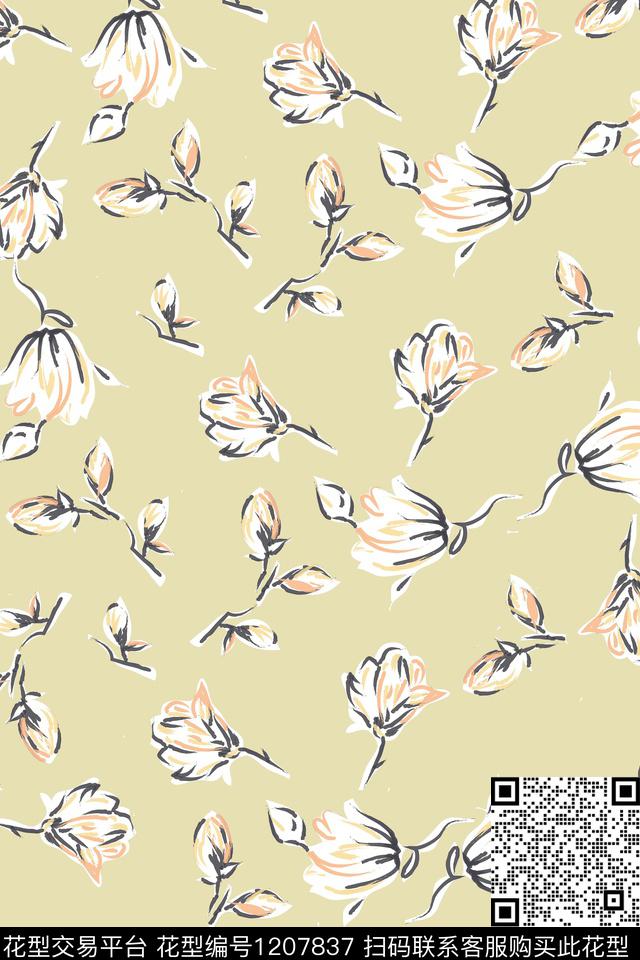 花卉大牌风油画华亿平台传统印花华亿平台下载（图片编号: 1207837） - 瓦栏（Walan）