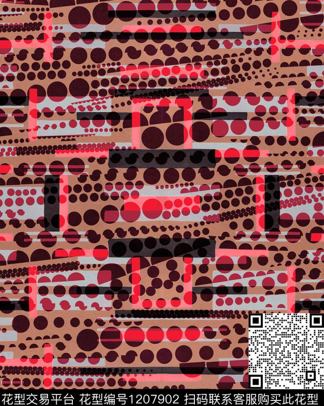 男装大牌风几何数码印花华亿平台下载（图片编号: 1207902） - 瓦栏（Walan）