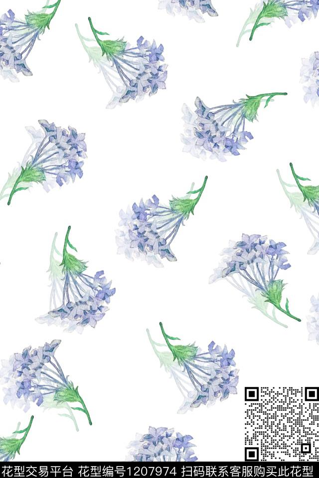 水彩女装花卉数码印花华亿平台下载（图片编号: 1207974） - 瓦栏（Walan）