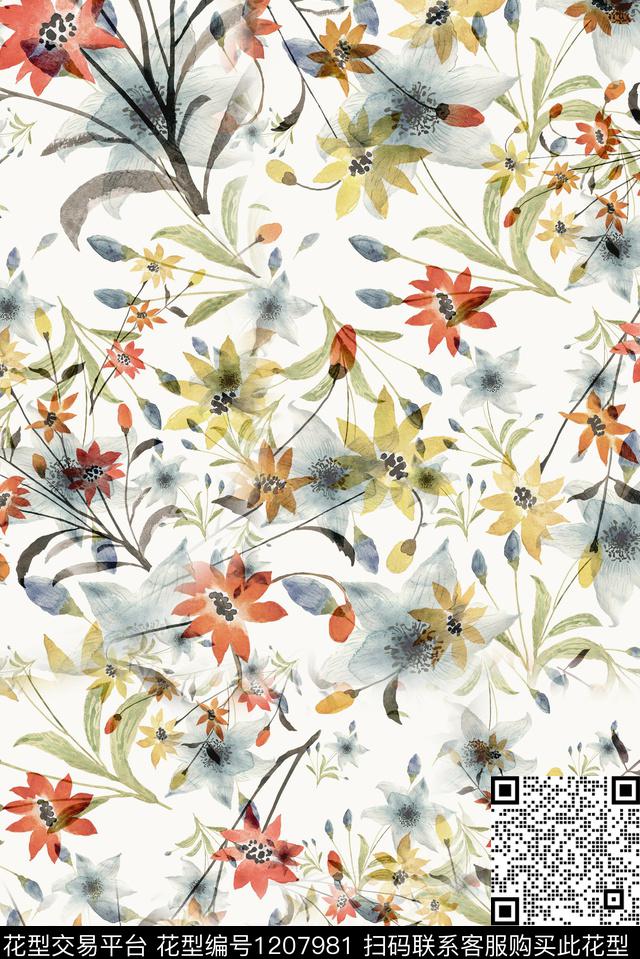 春夏华亿平台花卉小碎花数码印花华亿平台下载（图片编号: 1207981） - 瓦栏（Walan）
