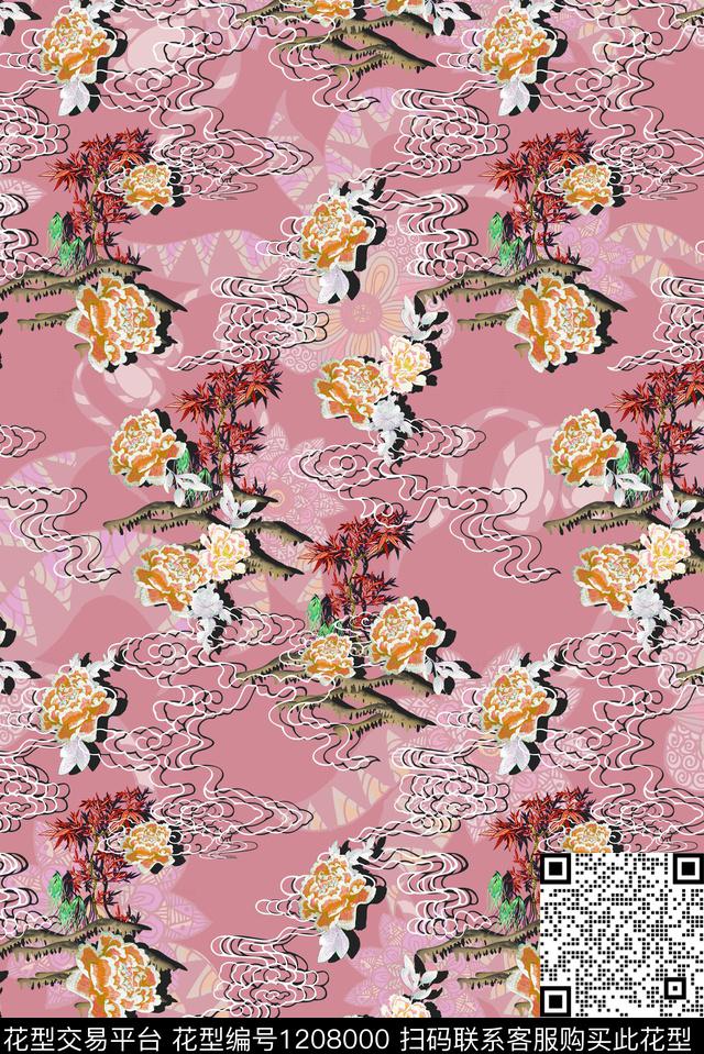 花卉复古满版散花数码印花华亿平台下载（图片编号: 1208000） - 瓦栏（Walan）