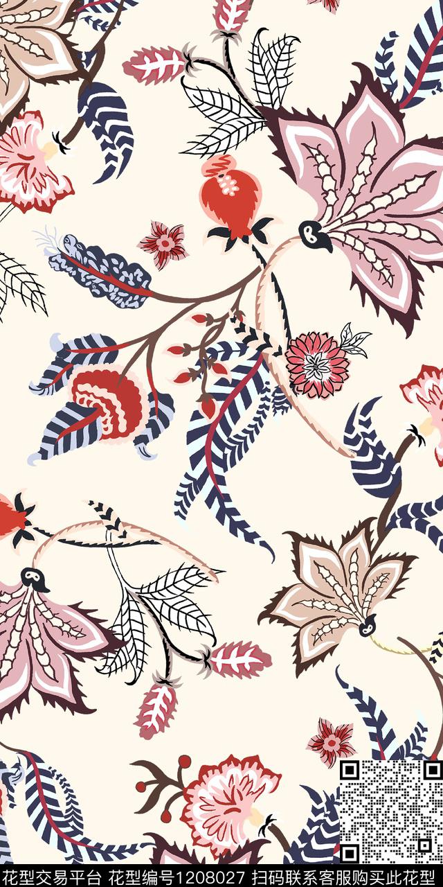 大牌风民族花卉民族风数码印花华亿平台下载（图片编号: 1208027） - 瓦栏（Walan）