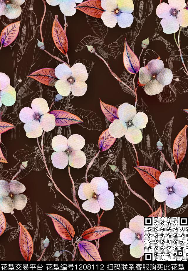 花卉满版散花小野花数码印花华亿平台下载（图片编号: 1208112） - 瓦栏（Walan）