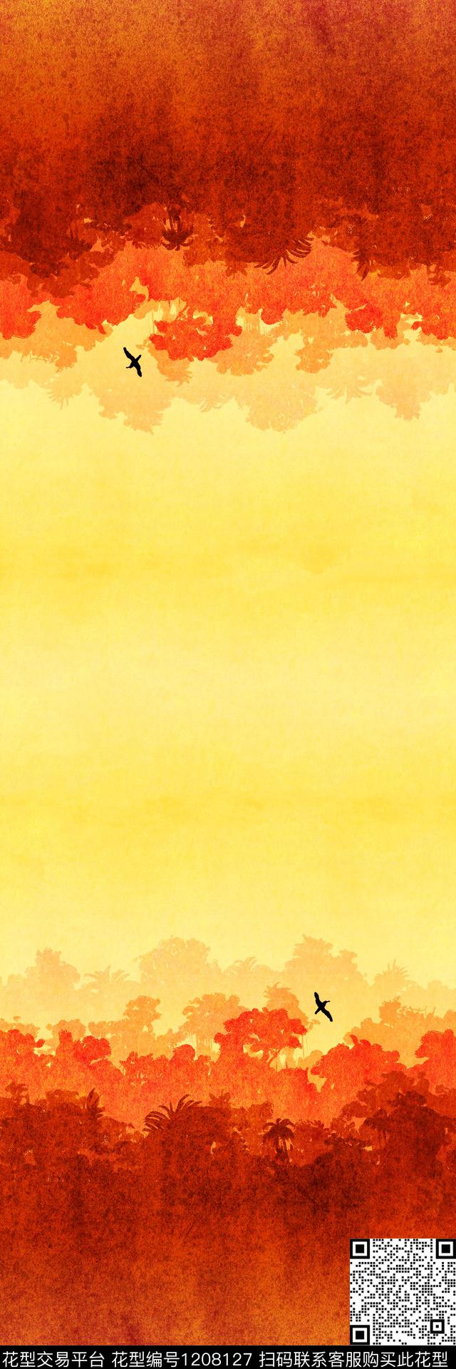 水彩大牌风定位花数码印花华亿平台下载（图片编号: 1208127） - 瓦栏（Walan）