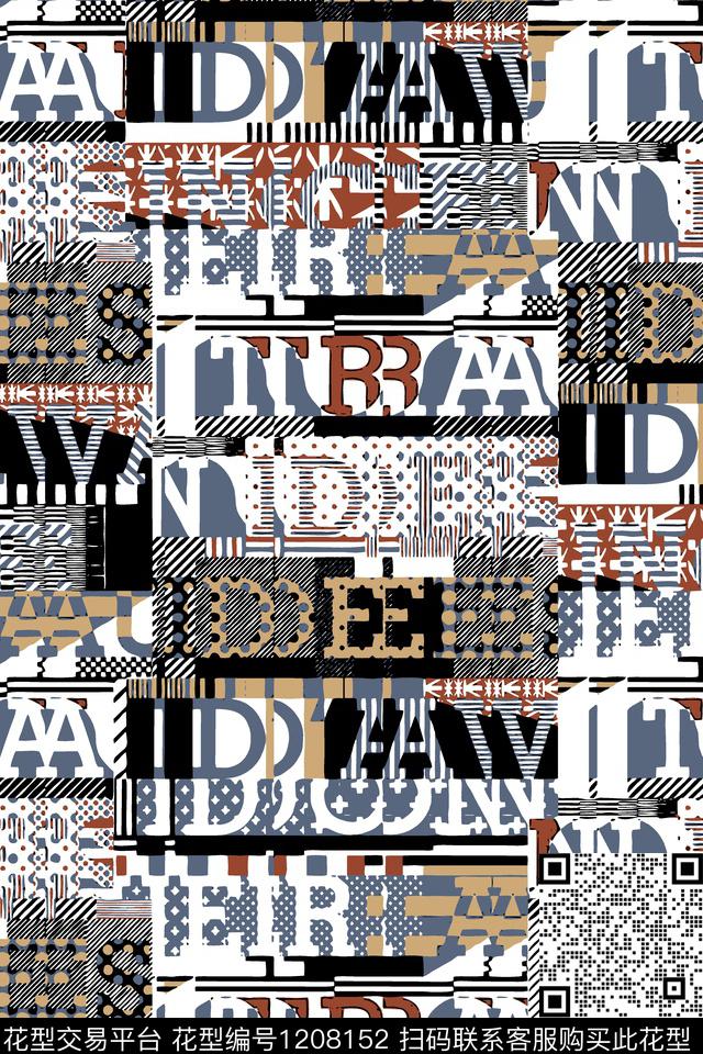 字母几何潮牌传统印花华亿平台下载（图片编号: 1208152） - 瓦栏（Walan）