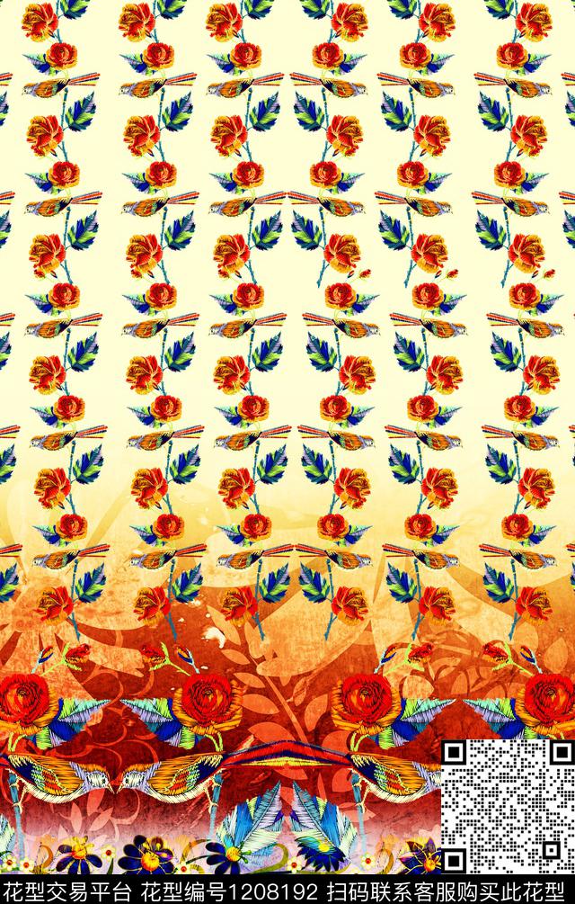 几何波西米亚定位花数码印花华亿平台下载（图片编号: 1208192） - 瓦栏（Walan）