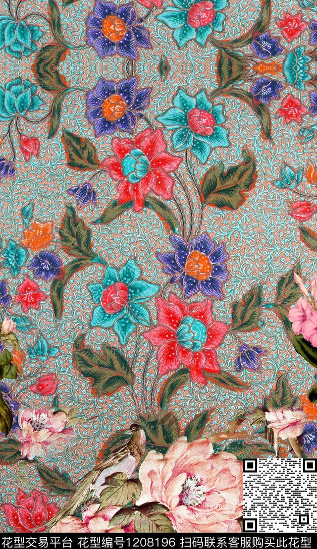深圳花卉定位花数码印花华亿平台下载（图片编号: 1208196） - 瓦栏（Walan）