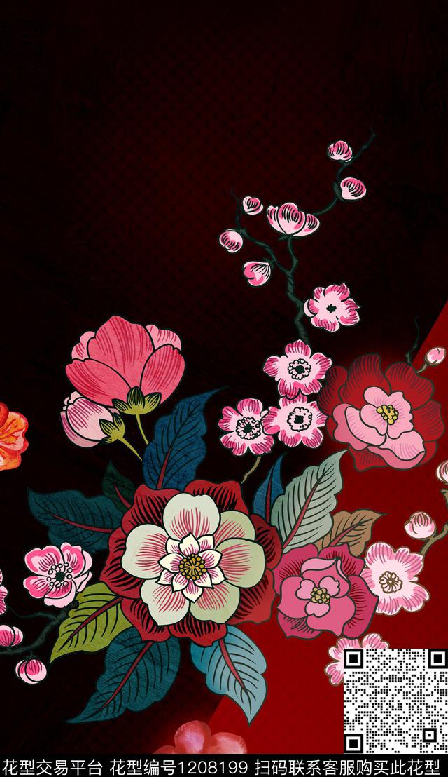 深圳花卉定位花数码印花华亿平台下载（图片编号: 1208199） - 瓦栏（Walan）