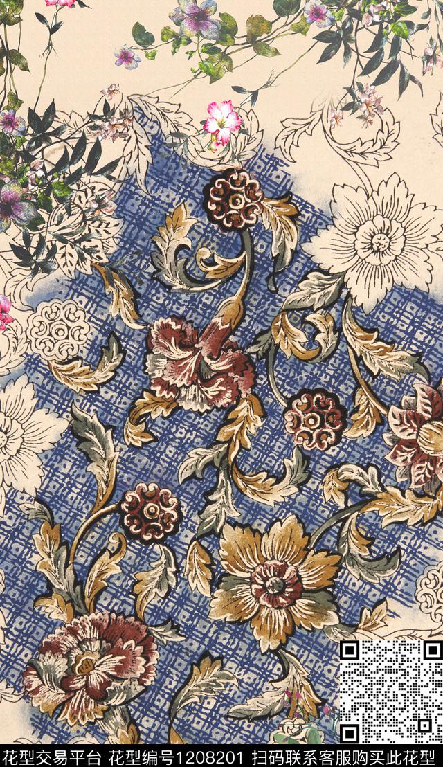 深圳花卉定位花数码印花华亿平台下载（图片编号: 1208201） - 瓦栏（Walan）