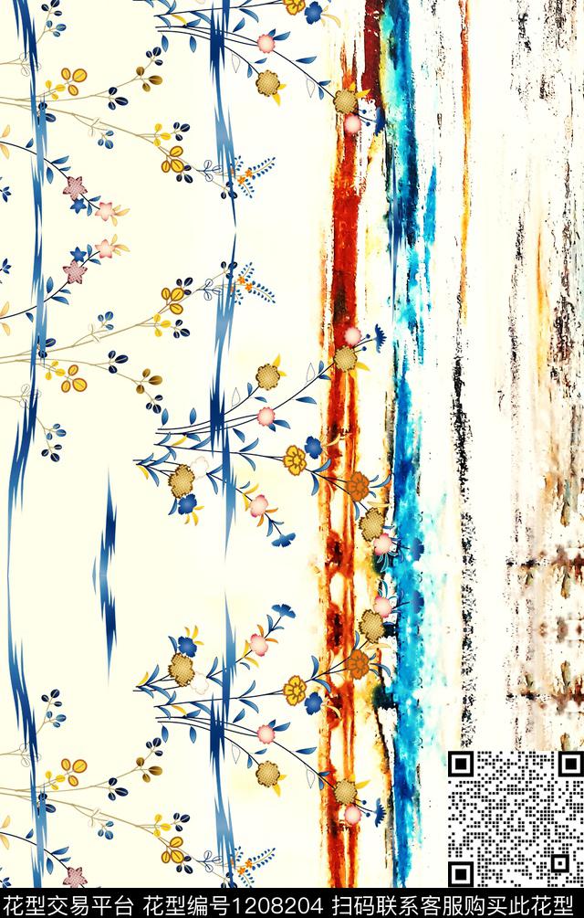 几何波西米亚定位花数码印花华亿平台下载（图片编号: 1208204） - 瓦栏（Walan）