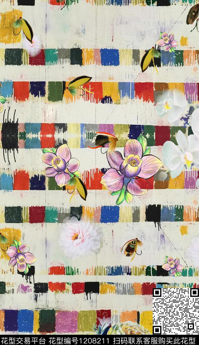 几何波西米亚定位花数码印花华亿平台下载（图片编号: 1208211） - 瓦栏（Walan）