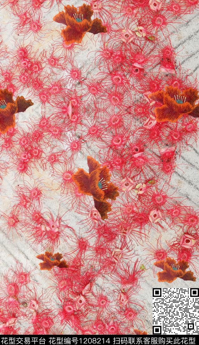 深圳花卉定位花数码印花华亿平台下载（图片编号: 1208214） - 瓦栏（Walan）