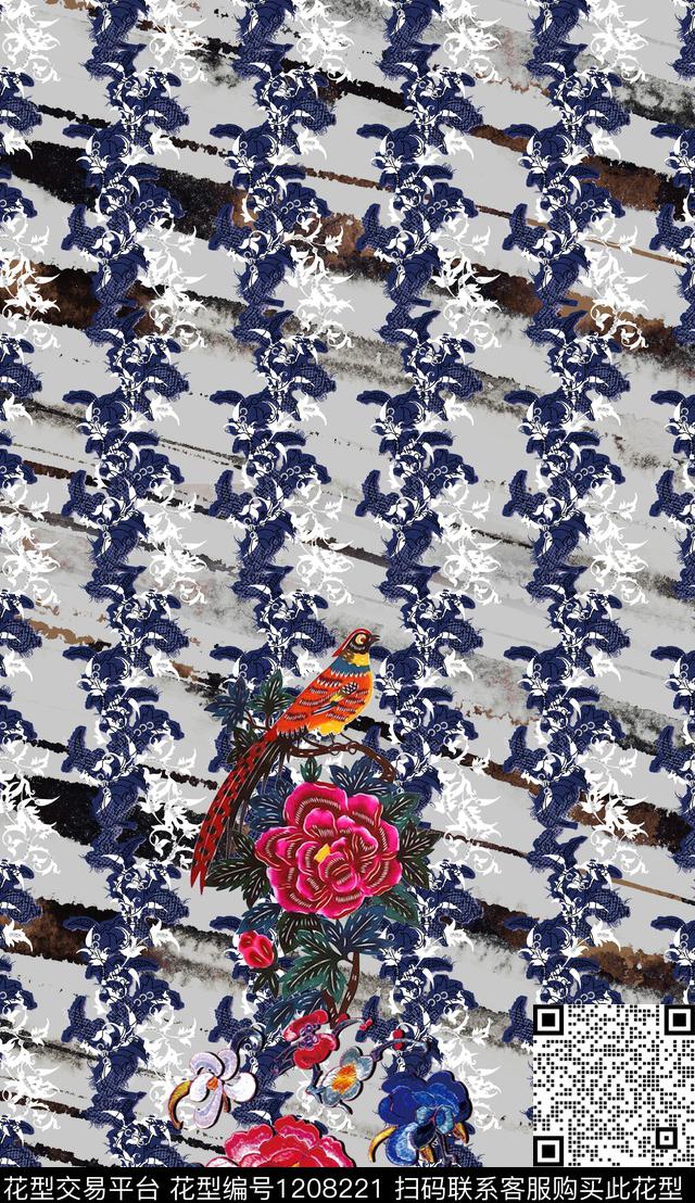 花卉定位花花纹数码印花华亿平台下载（图片编号: 1208221） - 瓦栏（Walan）