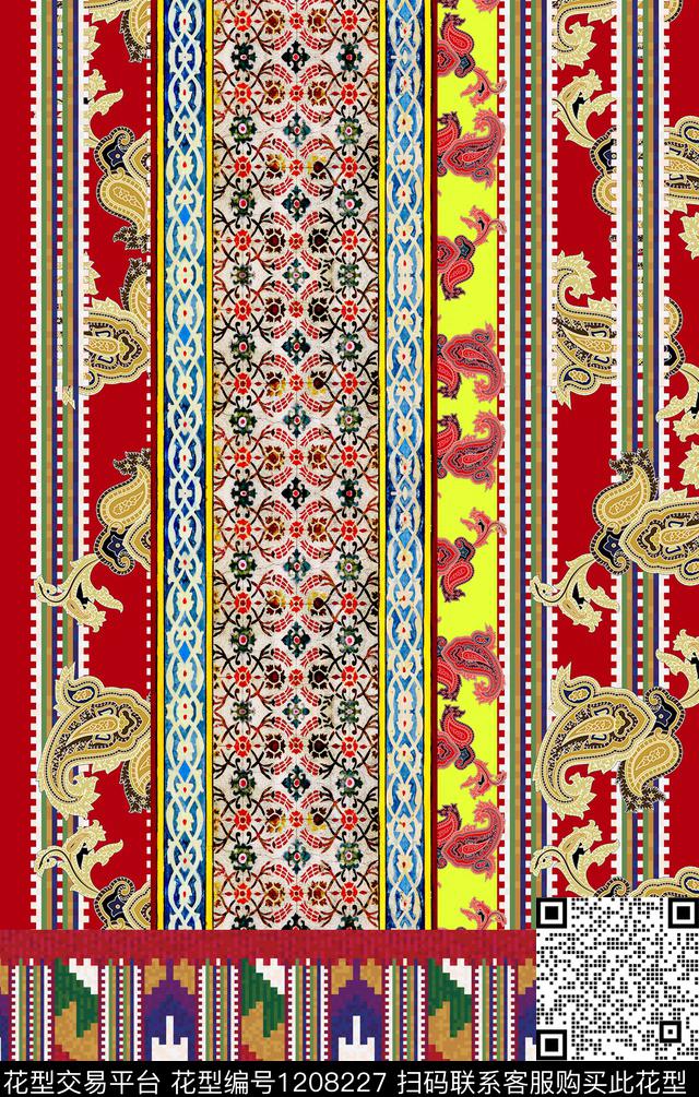 几何波西米亚定位花数码印花华亿平台下载（图片编号: 1208227） - 瓦栏（Walan）