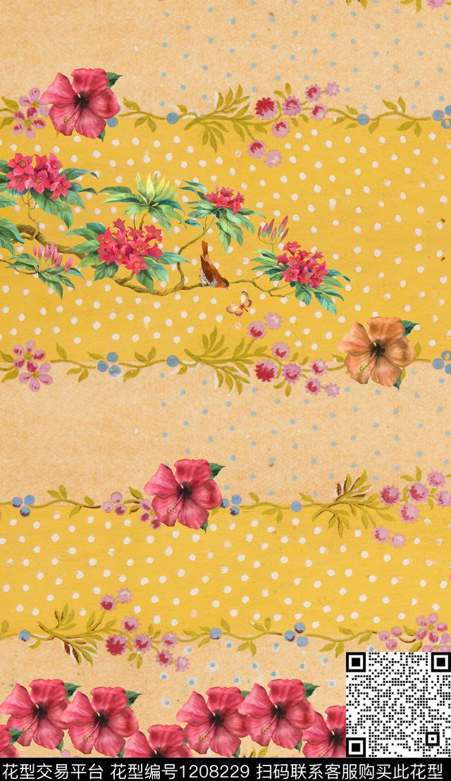 几何波西米亚定位花数码印花华亿平台下载（图片编号: 1208229） - 瓦栏（Walan）