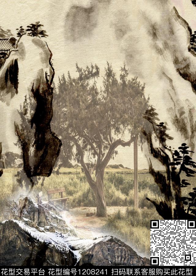 山树风景印花数码印花华亿平台下载（图片编号: 1208241） - 瓦栏（Walan）
