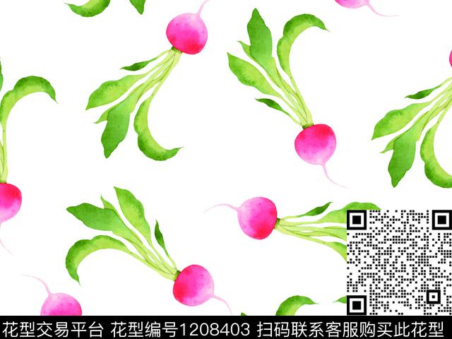 手绘蔬菜红萝卜快乐数码印花华亿平台下载（图片编号: 1208403） - 瓦栏（Walan）