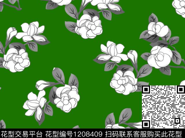 清爽底花卉淑女电子花卉数码印花华亿平台下载（图片编号: 1208409） - 瓦栏（Walan）