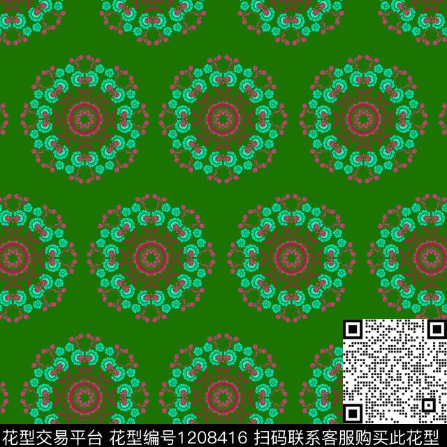 民族花卉连续花纹规则排列数码印花华亿平台下载（图片编号: 1208416） - 瓦栏（Walan）
