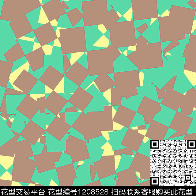 几何格子混合拼接数码印花华亿平台下载（图片编号: 1208528） - 瓦栏（Walan）