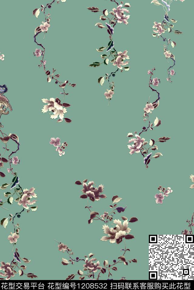 绣花华亿平台花卉中老年数码印花华亿平台下载（图片编号: 1208532） - 瓦栏（Walan）