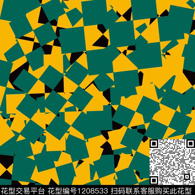 几何格子混合拼接数码印花华亿平台下载（图片编号: 1208533） - 瓦栏（Walan）
