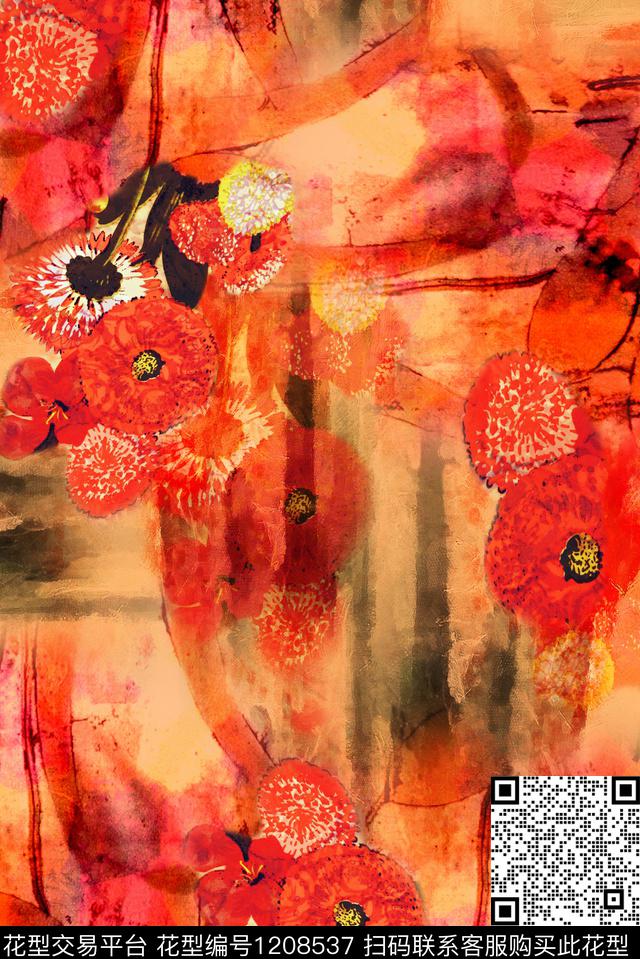 花卉香云纱中老年数码印花华亿平台下载（图片编号: 1208537） - 瓦栏（Walan）