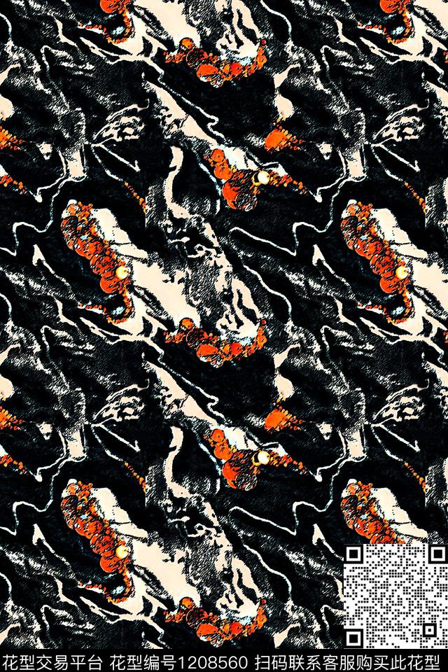 抽象大牌风插画数码印花华亿平台下载（图片编号: 1208560） - 瓦栏（Walan）