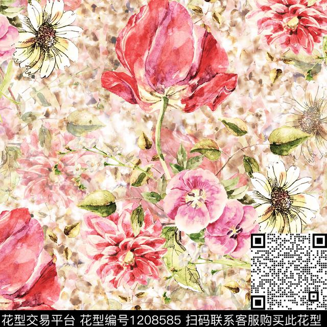 女装大牌风花卉数码印花华亿平台下载（图片编号: 1208585） - 瓦栏（Walan）