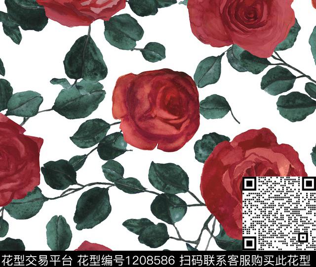 水彩花卉花卉传统华亿平台传统印花华亿平台下载（图片编号: 1208586） - 瓦栏（Walan）