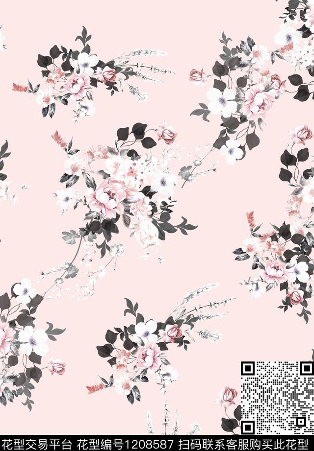 水彩花卉花卉传统华亿平台传统印花华亿平台下载（图片编号: 1208587） - 瓦栏（Walan）