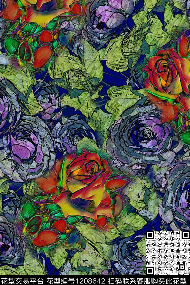 花卉肌理民族风数码印花华亿平台下载（图片编号: 1208642） - 瓦栏（Walan）