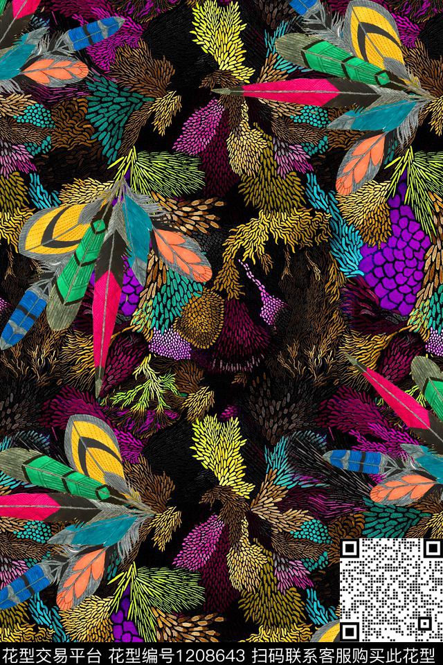 花卉肌理民族风数码印花华亿平台下载（图片编号: 1208643） - 瓦栏（Walan）