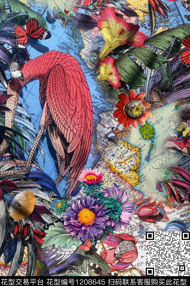 花卉肌理民族风数码印花华亿平台下载（图片编号: 1208645） - 瓦栏（Walan）