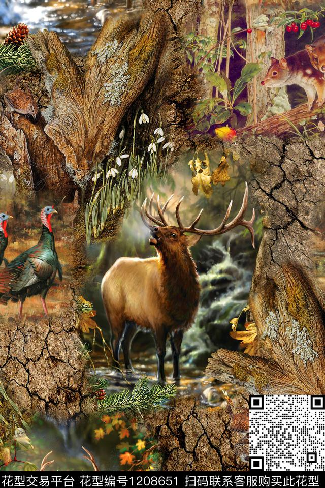 花卉肌理民族风数码印花华亿平台下载（图片编号: 1208651） - 瓦栏（Walan）
