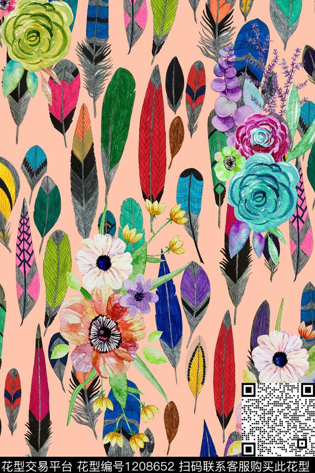 花卉肌理民族风数码印花华亿平台下载（图片编号: 1208652） - 瓦栏（Walan）