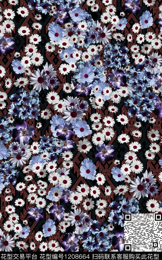 花卉小碎花肌理数码印花华亿平台下载（图片编号: 1208664） - 瓦栏（Walan）