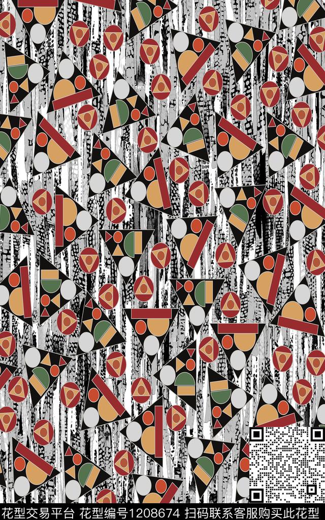 几何线条民族风数码印花华亿平台下载（图片编号: 1208674） - 瓦栏（Walan）